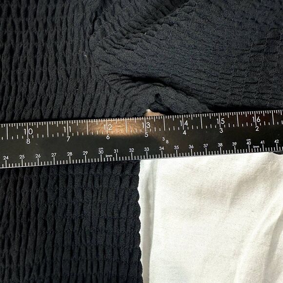 Revolve 1. STATE Smocked Off Shoulder Blouse Black Sz XS - Picture 7 of 10